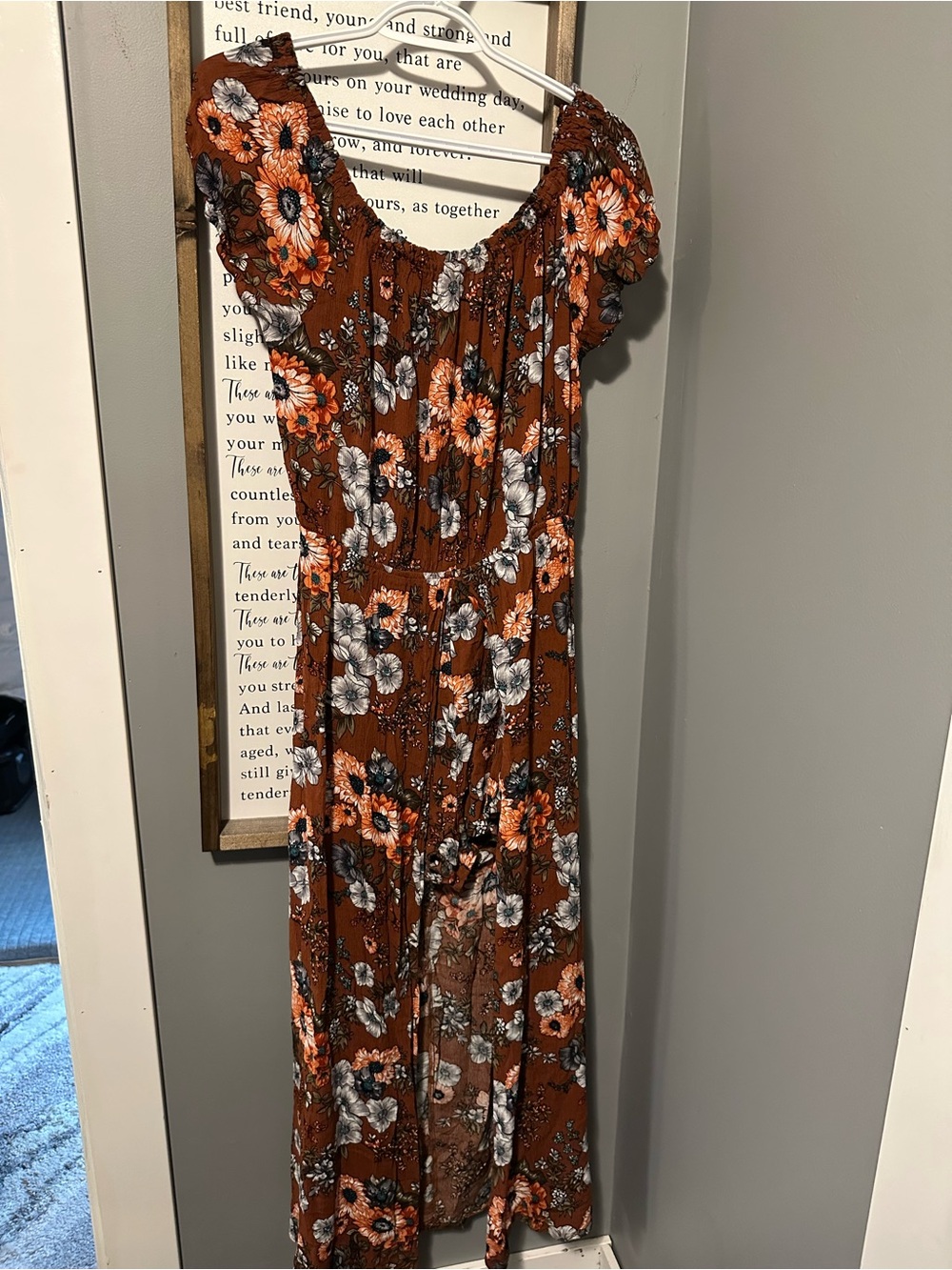 Kori Rust Floral Off-Shoulder Maxi